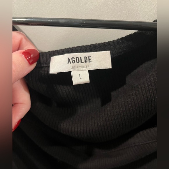 Revolve Agolde Hanley Square Neck Bodysuit Black Size Large NWT - Picture 3 of 5